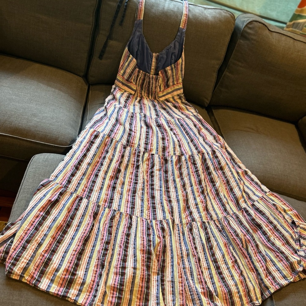 Anthropologie Maeve Striped Halter Tiered
Button Front Dress Size 8 - Picture 3 of 16